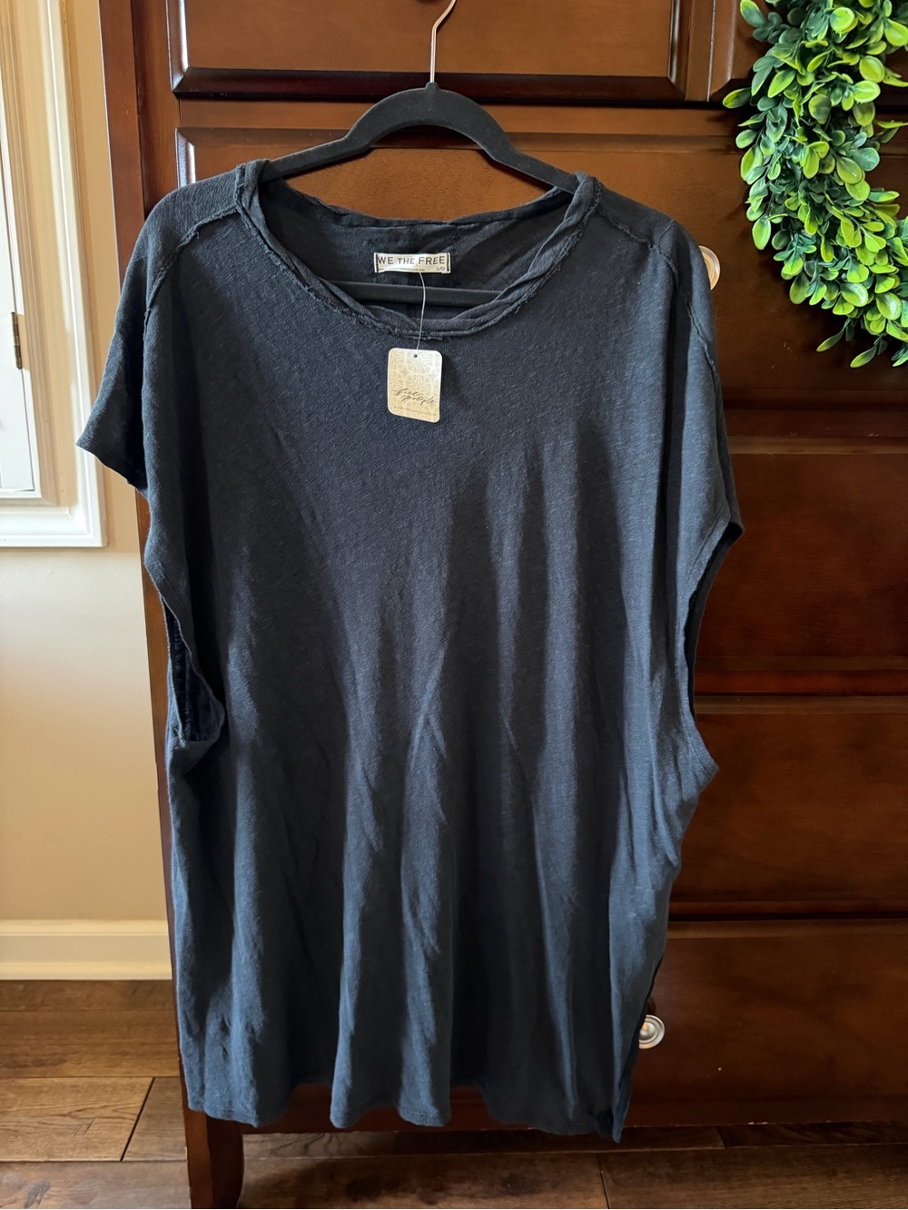 We The Free Charcoal Black Washed Short Sleeve Tee
